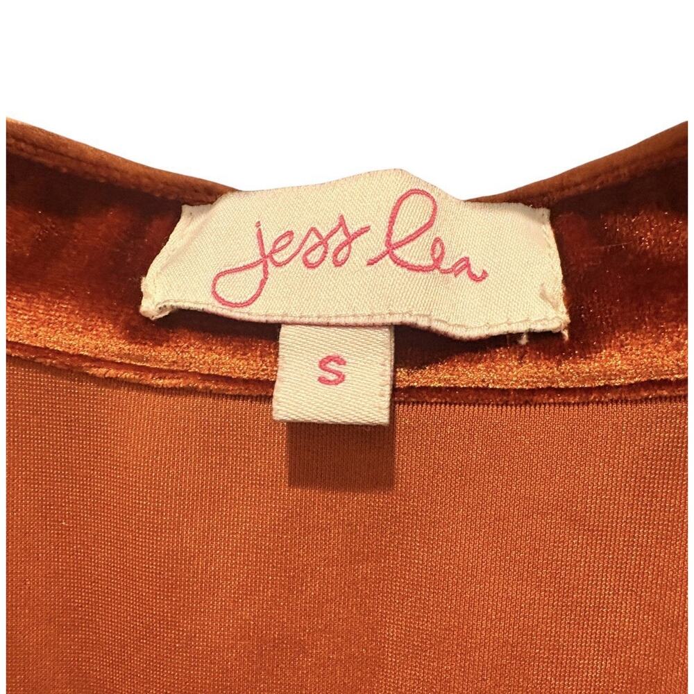 Jess Lea Burnt Orange Rust Fall Velvet Button-Up Shirt Collared Long Sleeve S - Picture 5 of 6